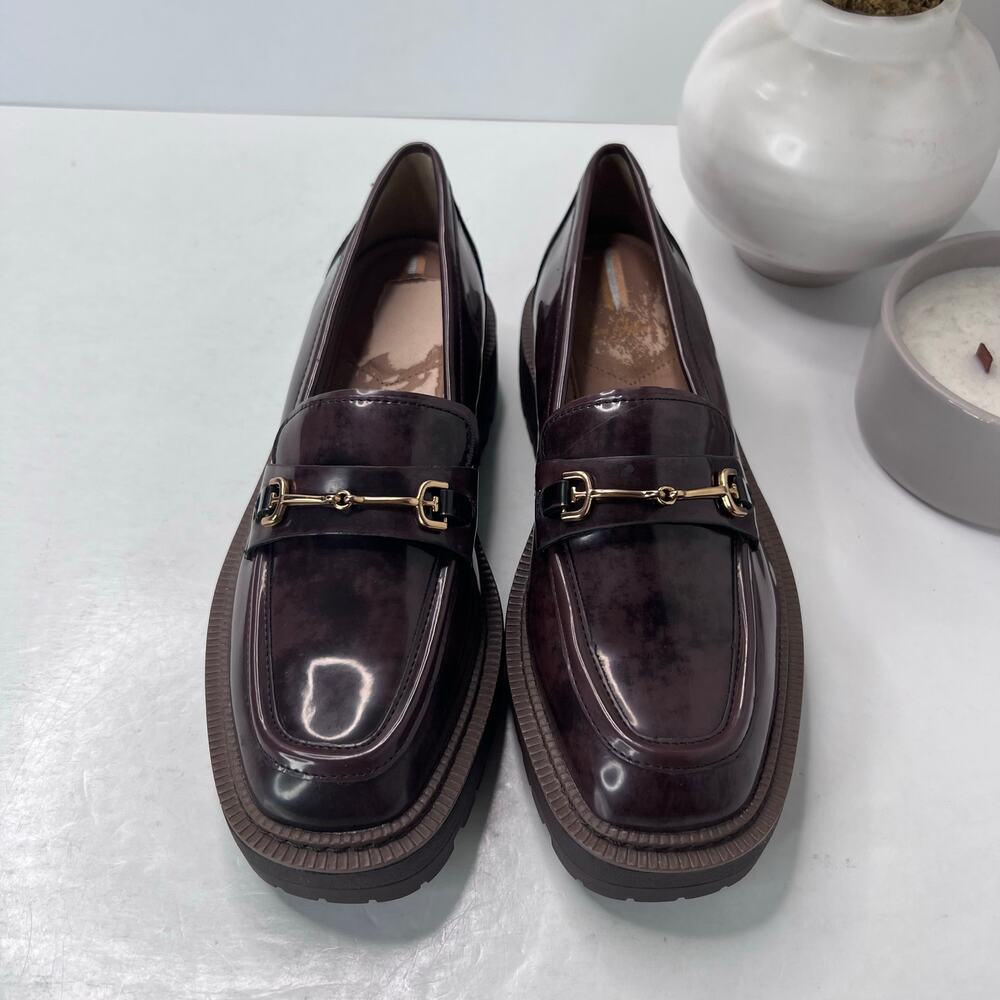 Sam Edelman Dark Brown Patent Loafers with Gold Hardware - Picture 4 of 7